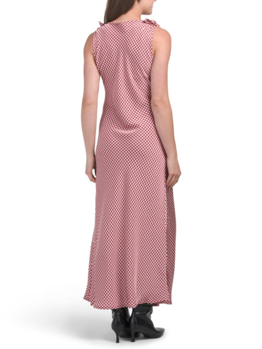 CAROLINE CONSTAS Sleevless Pull Over Midi Satin Printed Dress With Shoulder Bows - Picture 2 of 2